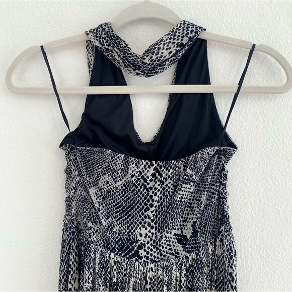 Express Halter Neck Maxi Dress Snakeskin Size XS Black White Python - Picture 6 of 12